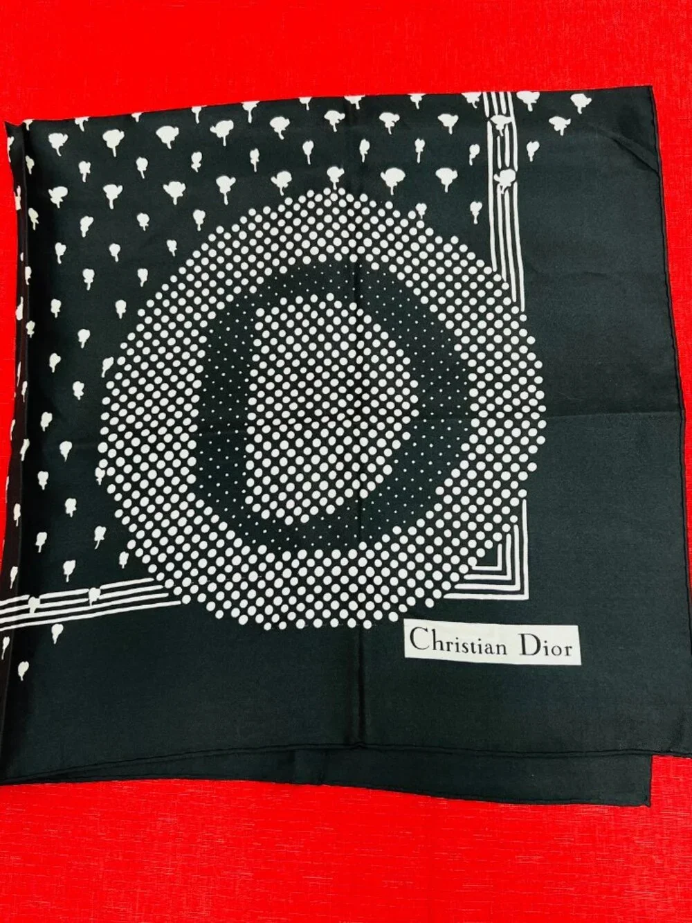 Classic  Christian Dior 100% Silk Scarf  Satin 31